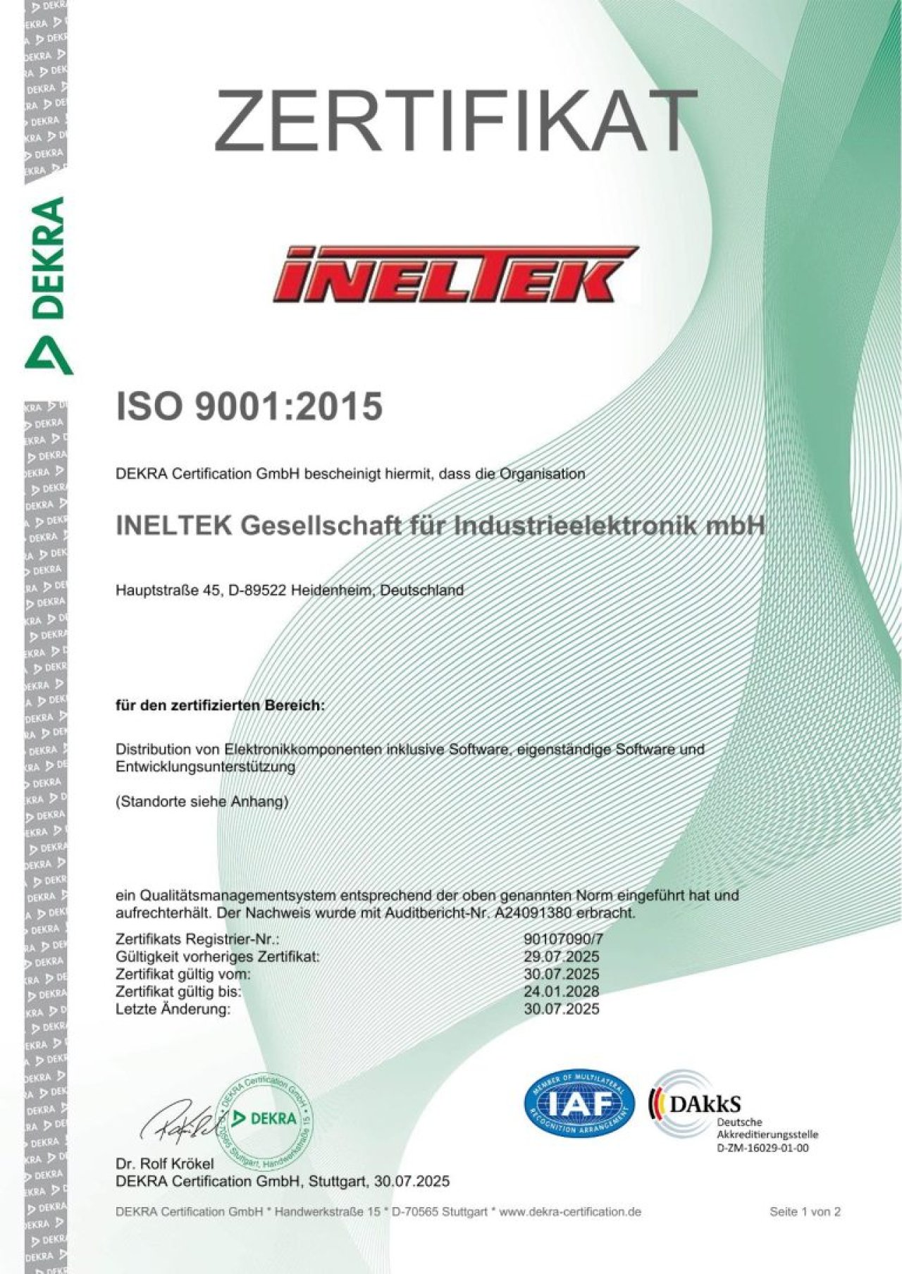 ISO 9001:2015 Zertifikat.
