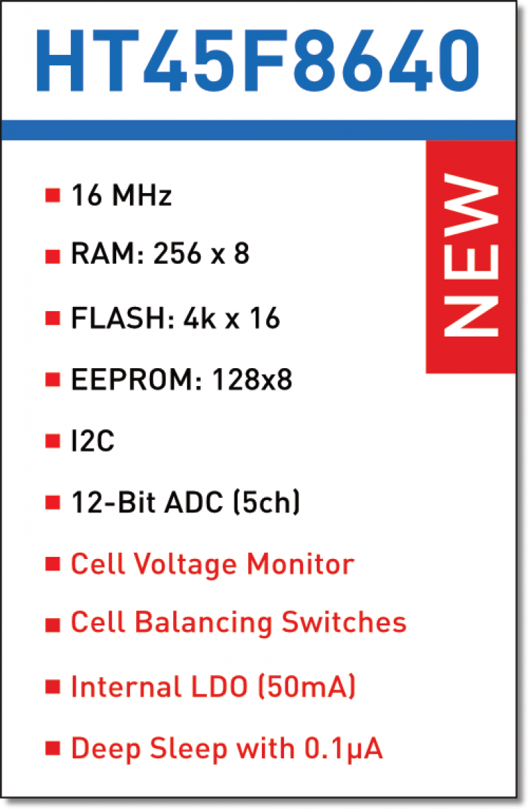 Ineltek » Blog Archiv HT45F8640 Batterie-Management MCU Der 2ten Gen ...